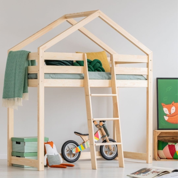 Hochbett Hausbett Holz Mila DMPA