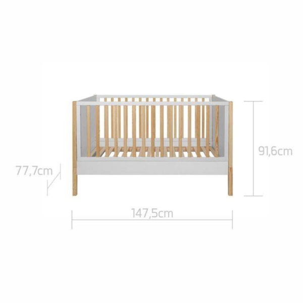 multifunktionales Babybett Tatam 70x140 weiß-natur