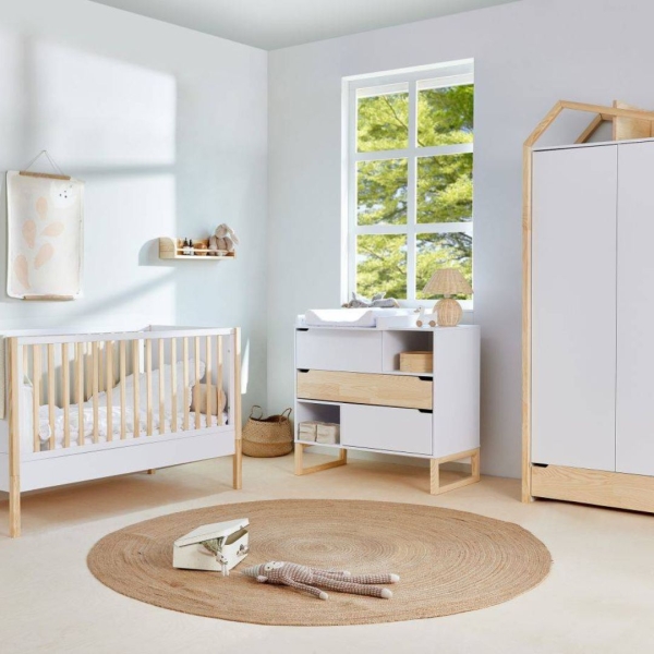 multifunktionales Babybett Tatam 70x140 weiß-natur