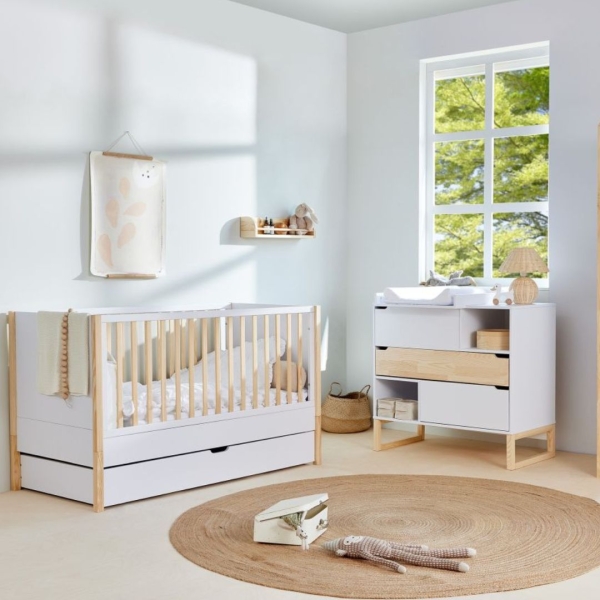 multifunktionales Babybett Tatam 70x140 weiß-natur