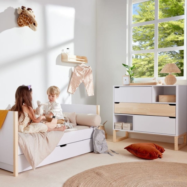 multifunktionales Babybett Tatam 70x140 weiß-natur