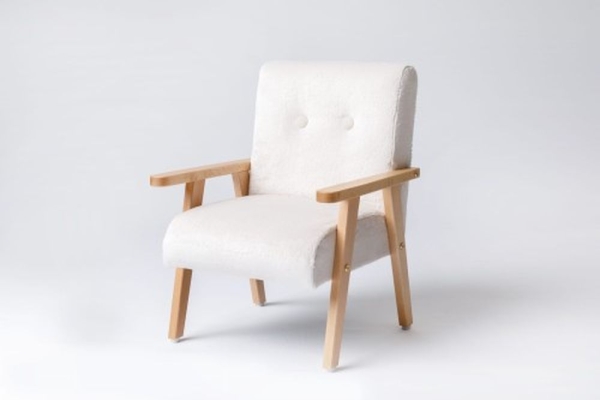 Plüsch Kindersessel weiß mit Armlehne