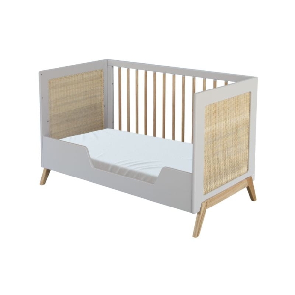 Theo Bebe Babybett Marelia Lune 60x120 hellgrau-Rattan