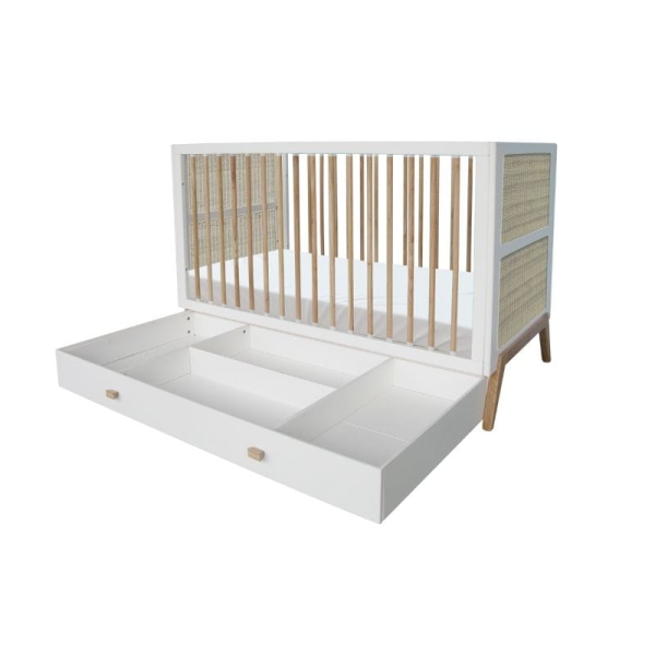 Theo Bebe Babybett Marelia Neige 70x140 weiß-Rattan