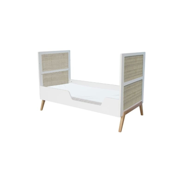 Theo Bebe Babybett Marelia Neige 70x140 weiß-Rattan