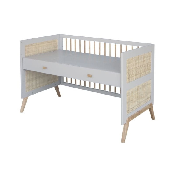 Theo Bebe Babybett Marelia Lune 70x140 hellgrau-Rattan