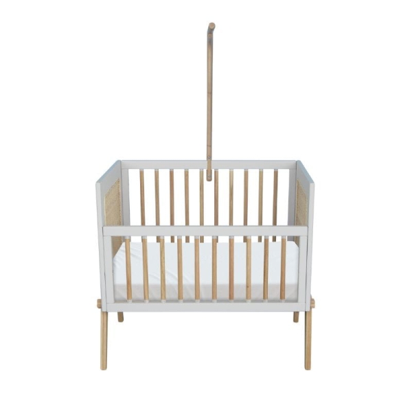 Theo Bebe Beistellbett Marelia Neige hellgrau-Rattan