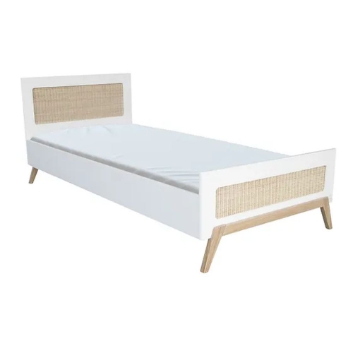 Theo Bebe Kinderbett Marelia Neige wei-Rattan 90x200