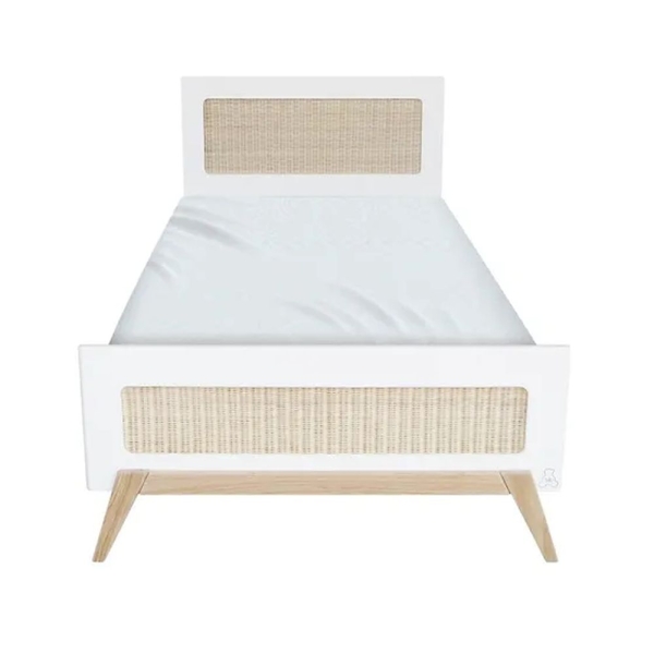 Theo Bebe Kinderbett Marelia Neige weiß-Rattan 90x200