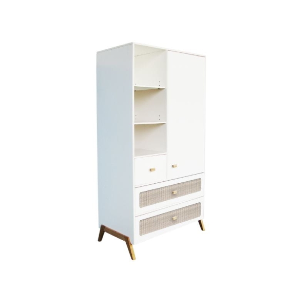 Theo Bebe Schrank Marelia Neige weiß-Rattan