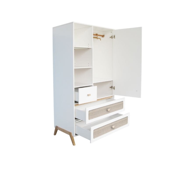 Theo Bebe Schrank Marelia Neige weiß-Rattan