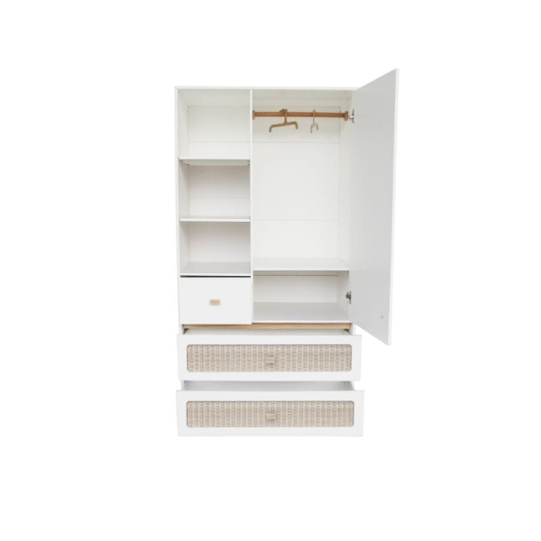 Theo Bebe Schrank Marelia Neige weiß-Rattan