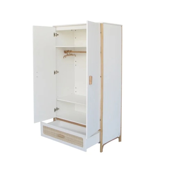 Theo Bebe Schrank Oceania Neige weiß-Rattan