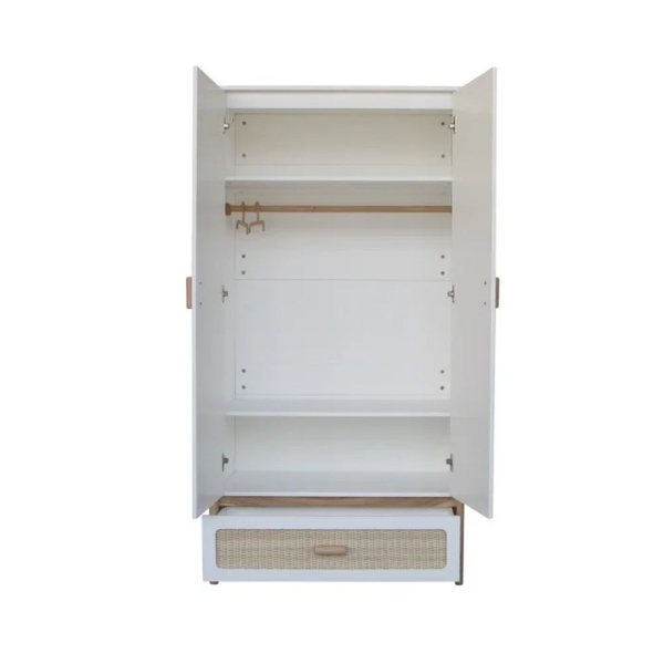 Theo Bebe Schrank Oceania Neige weiß-Rattan