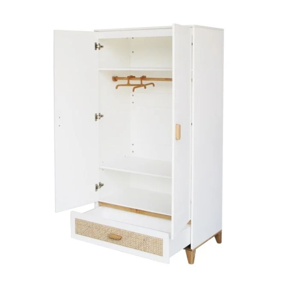 Theo Bebe Schrank Nami Neige weiß-Rattan