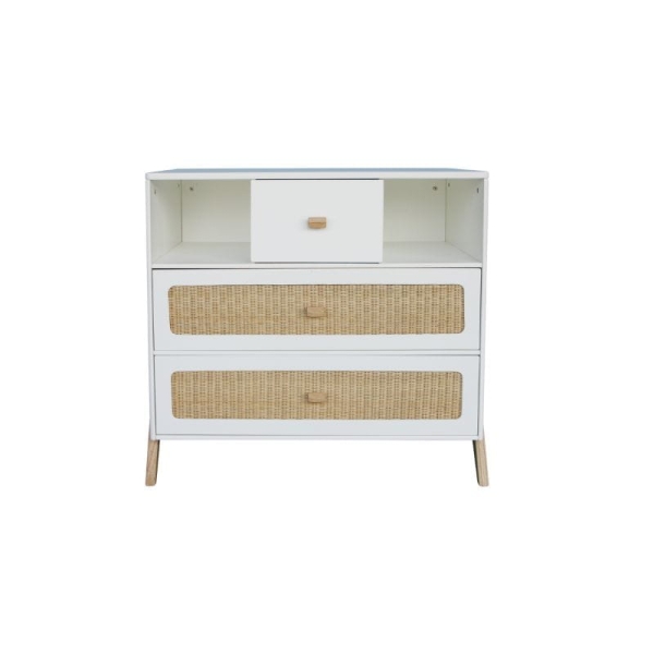 Theo Bebe Kommode Marelia Neige weiß-Rattan