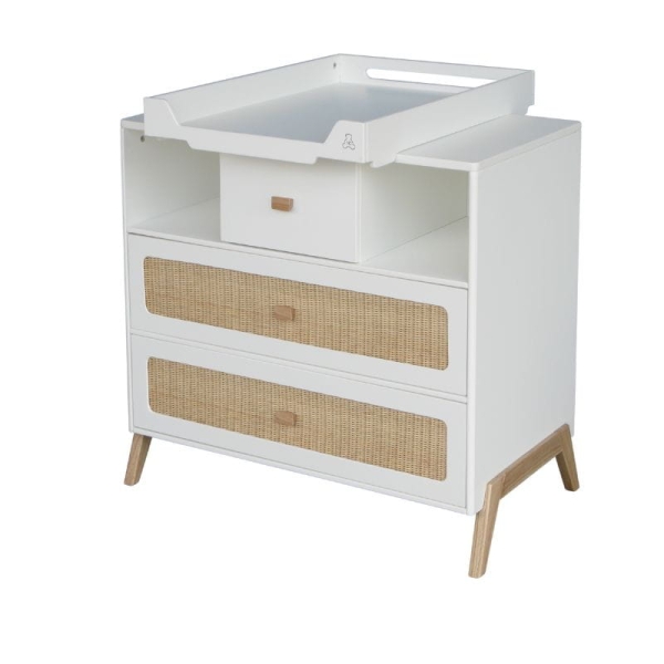 Theo Bebe Kommode Marelia Neige weiß-Rattan