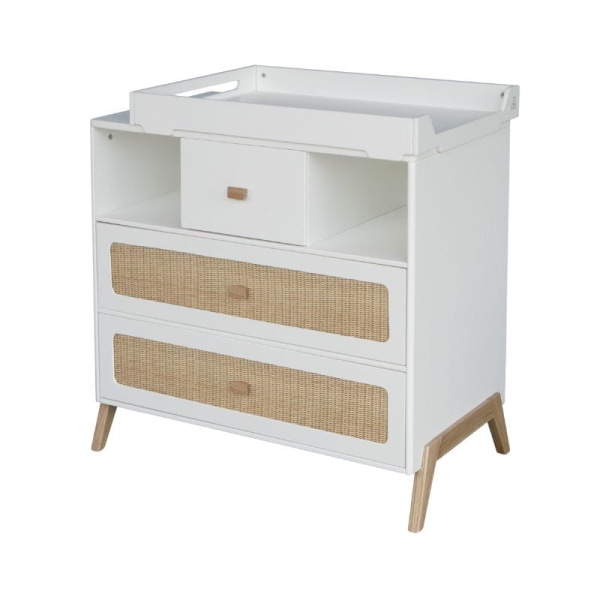 Theo Bebe Kommode Marelia Neige weiß-Rattan