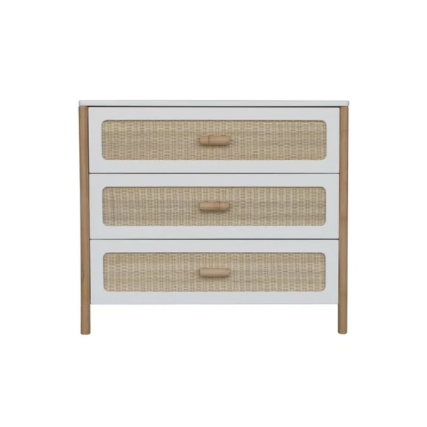 Theo Bebe Kommode Oceania Neige weiß-Rattan