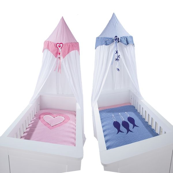 Betthimmel maritim weiß-blau