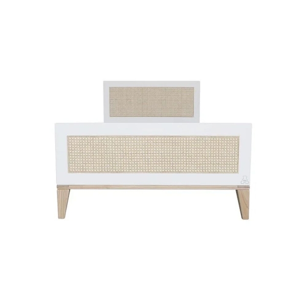 Theo Bebe Kinderbett Nami Neige weiß-Rattan 90x200