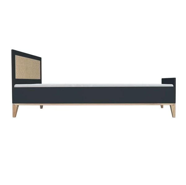 Theo Bebe Kinderbett Nami Onyx schwarz-Rattan 90x200