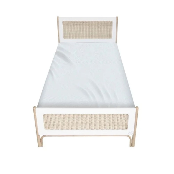 Theo Bebe Kinderbett Oceania Neige weiß-Rattan 90x200