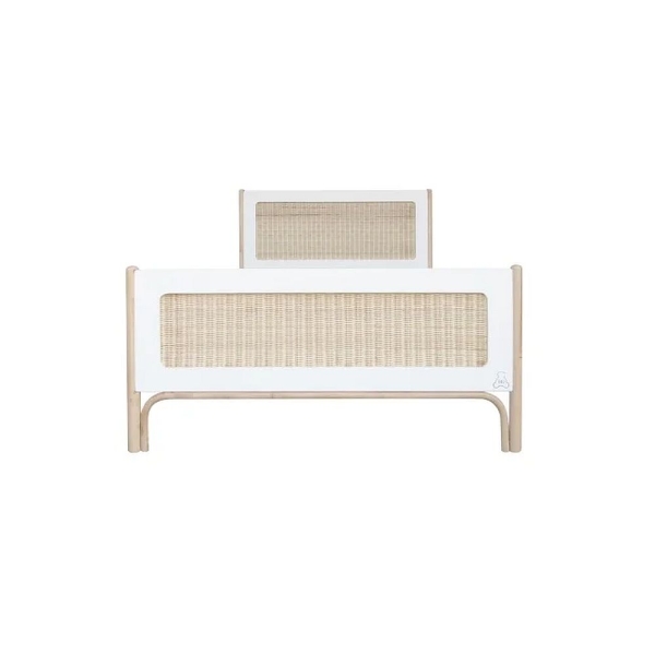 Theo Bebe Kinderbett Oceania Neige weiß-Rattan 90x200