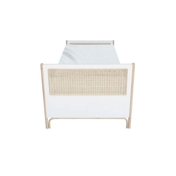 Theo Bebe Kinderbett Oceania Neige weiß-Rattan 90x200