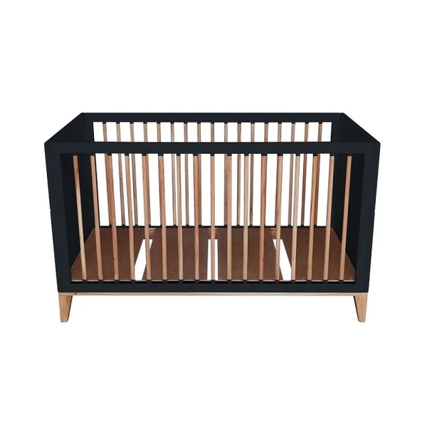 Theo Bebe Babybett Nami Onyx 70x140 schwarz-Rattan