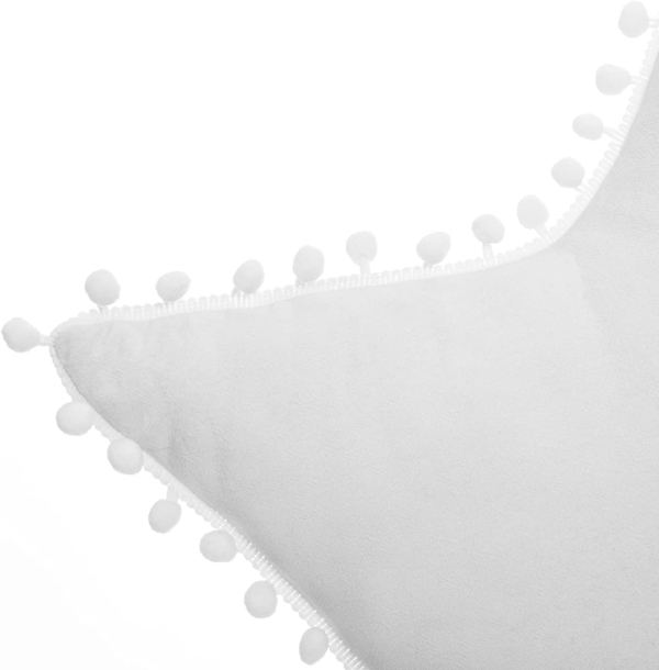 Kissen Stern weiß mit Pompons
