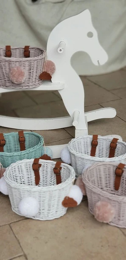 Fahrradkorb für Kinder Rattan natur