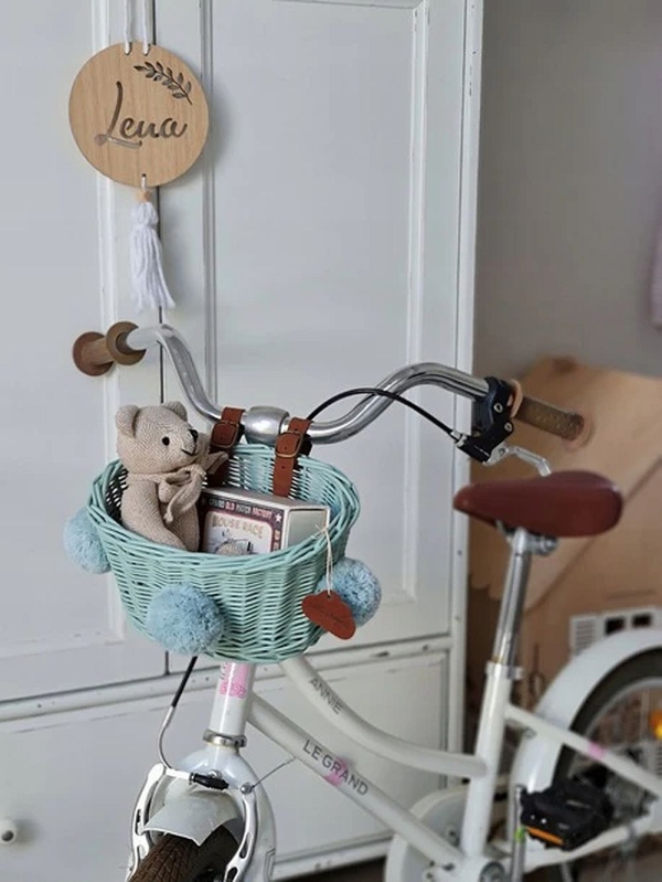 Fahrradkorb für Kinder Rattan mint