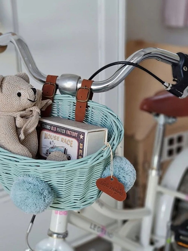 Fahrradkorb für Kinder Rattan mint