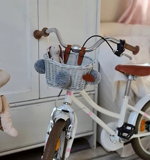 Fahrradkorb für Kinder Rattan grau