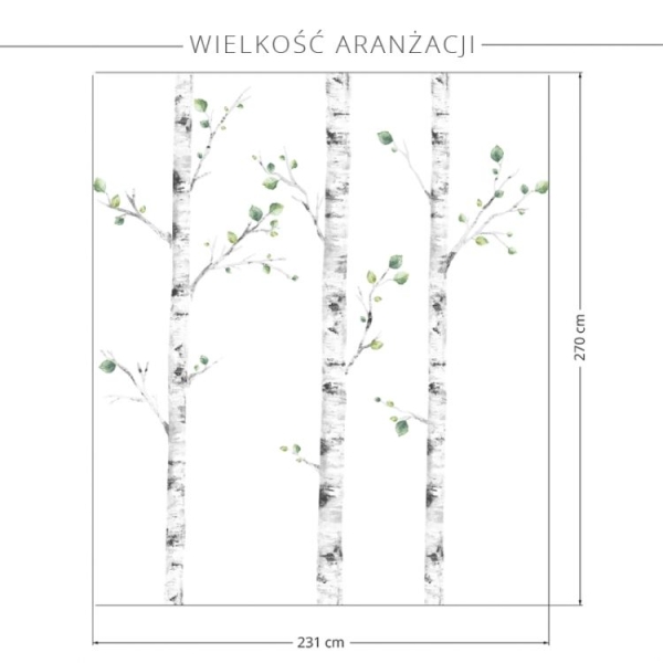 Wandsticker Birken und 3 Rehe