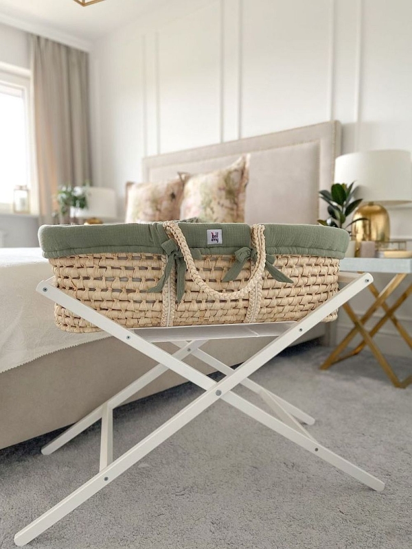 Moseskorb Meeko mit Matratze, Ständer und Textilien Khaki