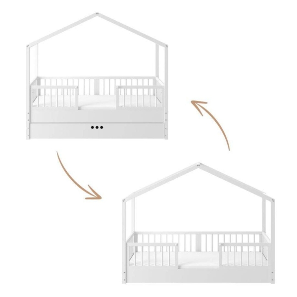 Hausbett Dream Nest 80x160cm Kiefer snow weiß