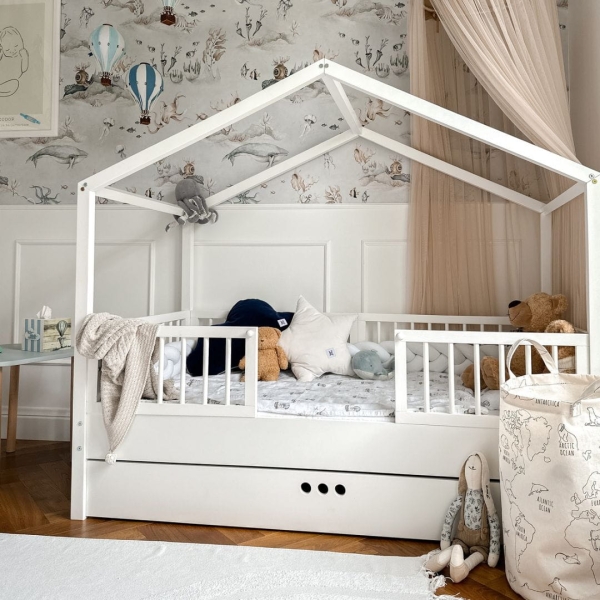 Hausbett Dream Nest 80x160cm Kiefer snow weiß