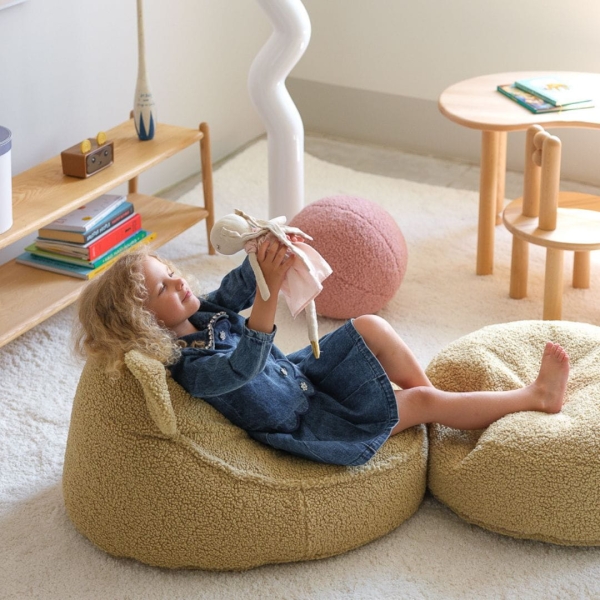 Wigiwama Sitzsack Bär Boucle Teddy Matcha