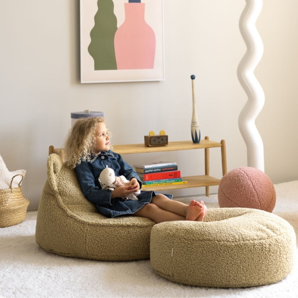 Wigiwama Sitzsack Bär Boucle Teddy Matcha