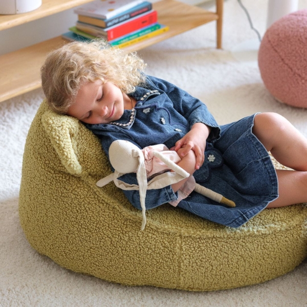 Wigiwama Sitzsack Bär Boucle Teddy Matcha