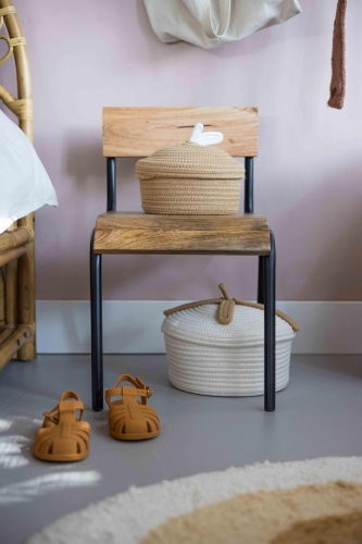 Kinderstuhl 2er Set Holz Metall beige