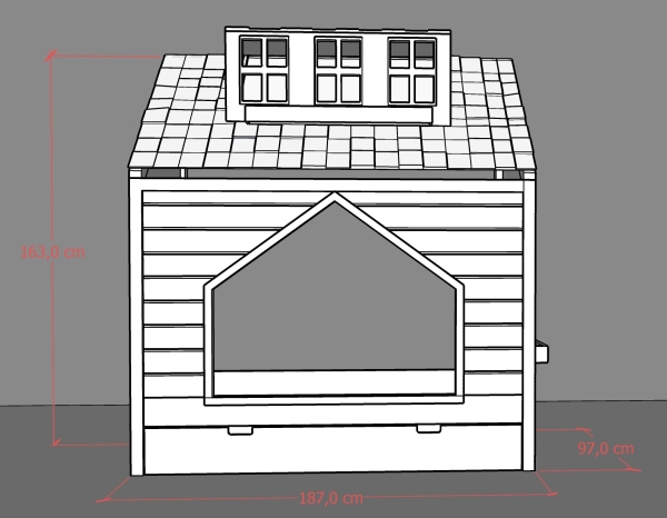 Kinderbett Haus mit Dach und Schublade