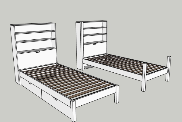 Hochbett mit Schutznetz und Regal