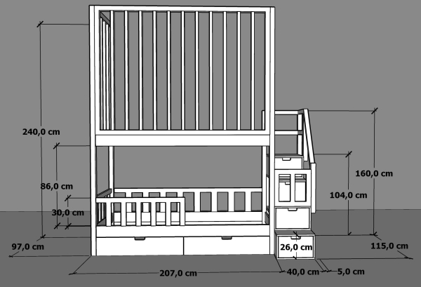Hochbett Nicki mit Gitter