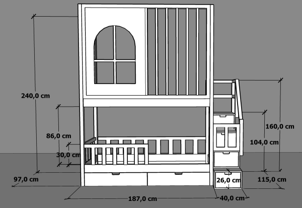 Hochbett Luca mit Gitter