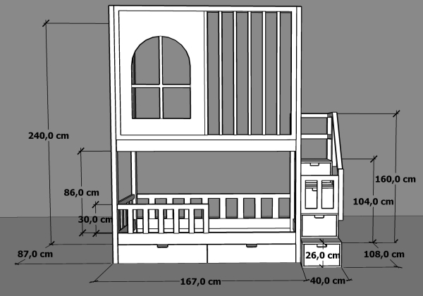 Hochbett Luca mit Gitter