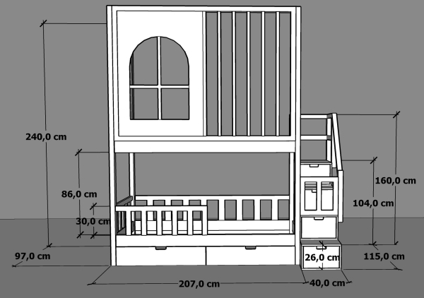 Hochbett Luca mit Gitter