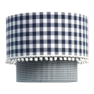 Deckenlampe Karo blau-weiß Doppelschirm